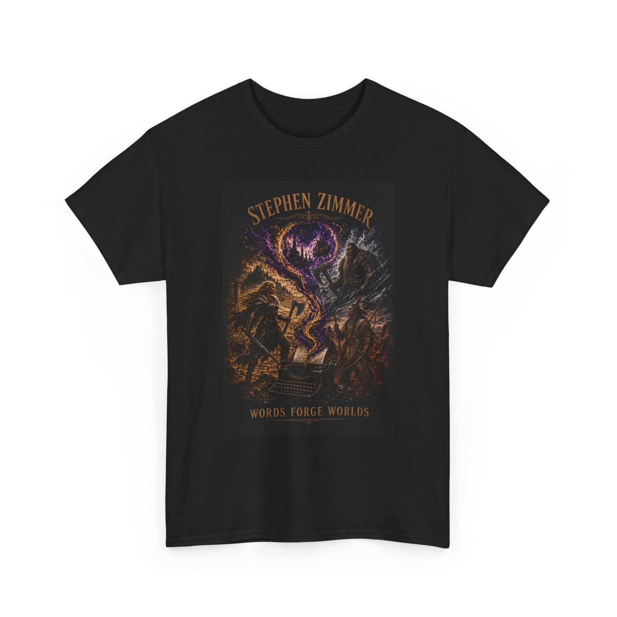 Stephen Zimmer "Words Forge Worlds" Graphic T-Shirt - Image 3
