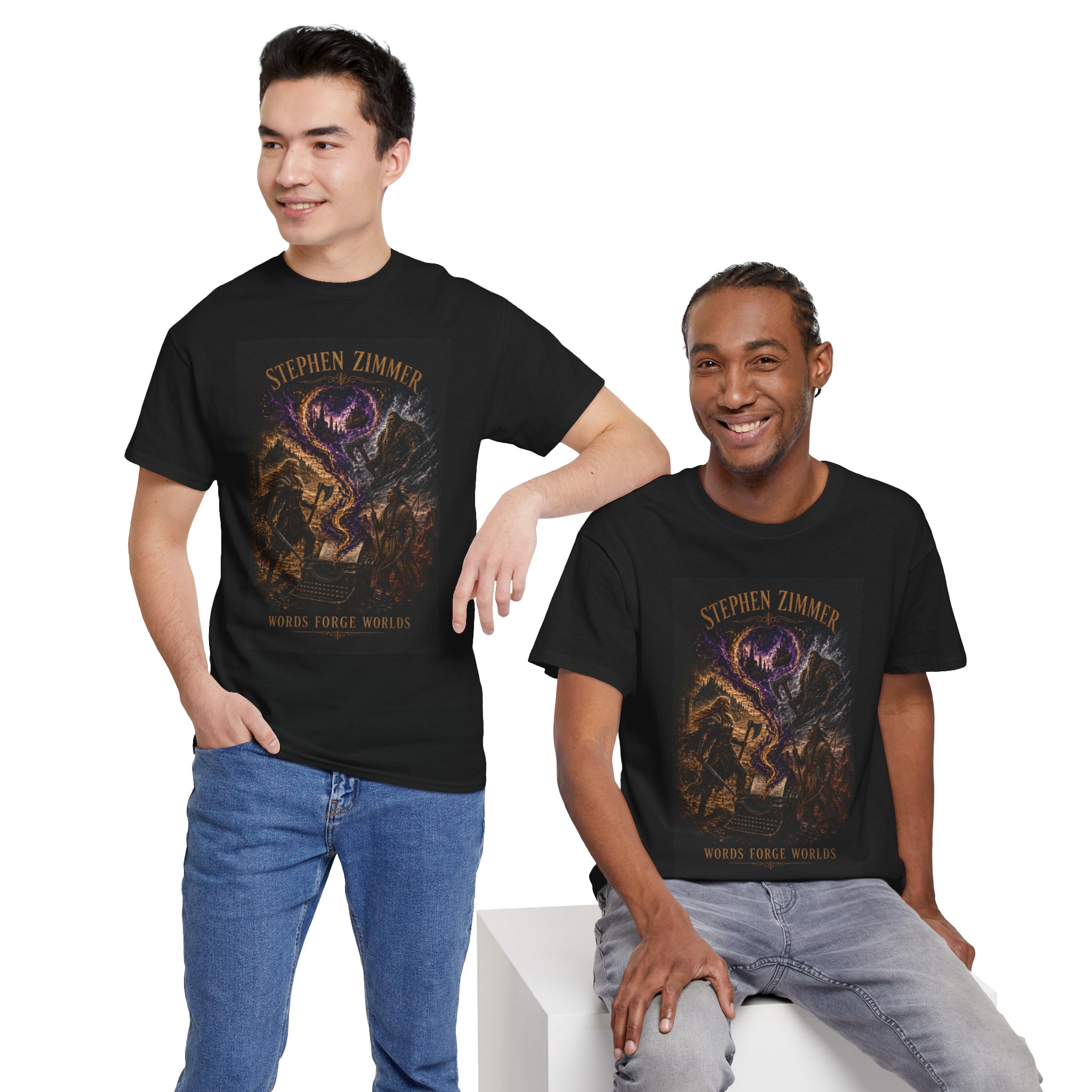 Stephen Zimmer "Words Forge Worlds" Graphic T-Shirt - Image 5